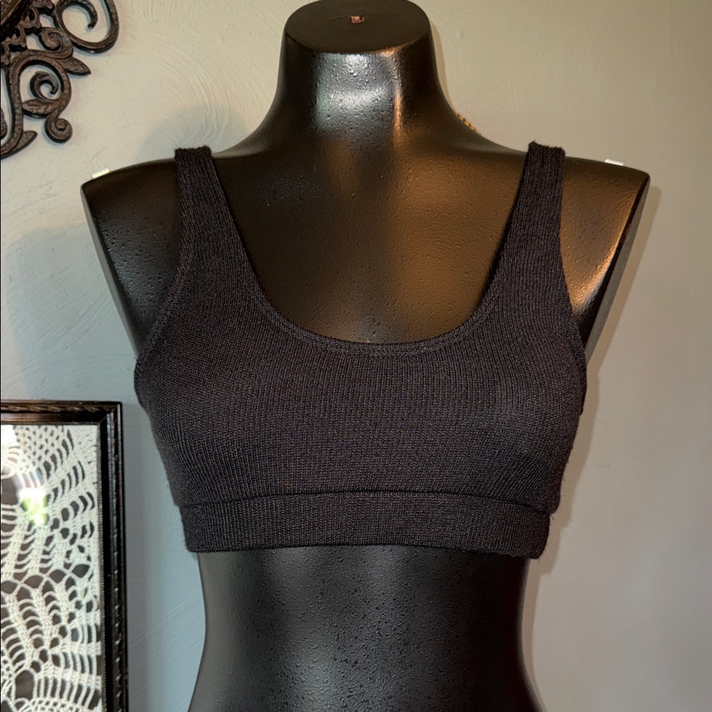 Shein Black Ribbed Scoop Bralette